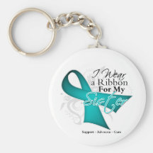 Sister - Teal Ribbon Awareness Keychain