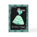 SISTER Wedding Invite - Mint Green Gown cards by oobride SISTER Wedding Invite - Mint Green Gown cards