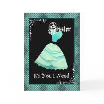 SISTER Wedding Invite - Mint Green Gown cards by oobride SISTER Wedding Invite - Mint Green Gown cards