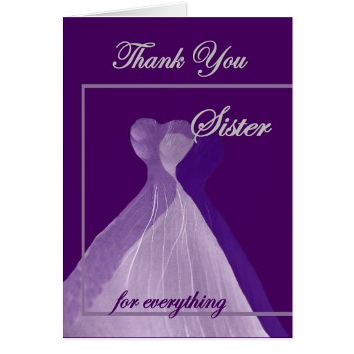SISTER Wedding THANK YOU Card  Zazzle