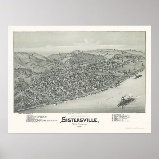 Sistersville, WV Panoramic Map 1896 Posters Zazzle