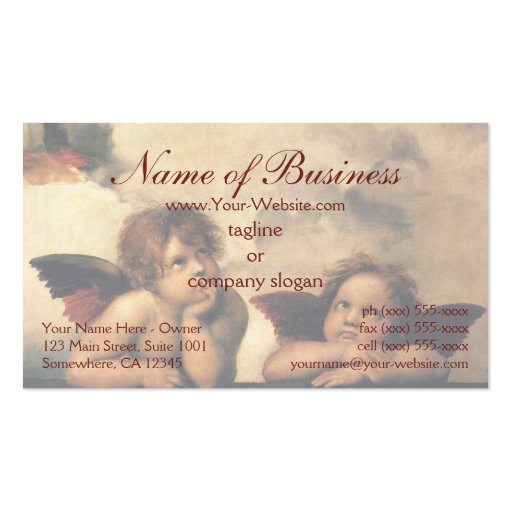 Sistine Madonna Angels by Raphael Raffaello Business Card Template (front side)
