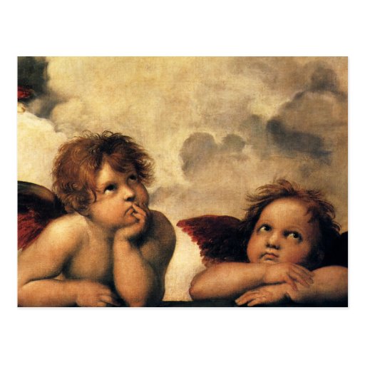 Sistine Madonna, Angels detail by Raphael Postcard Zazzle