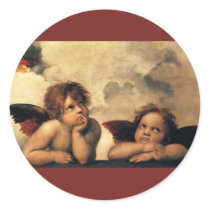 Sistine Madonna Angels by Raphael Sanzio Round Stickers