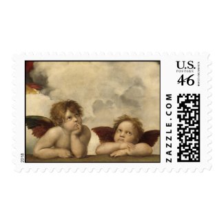 Sistine Madonna Angels by Raphael Stamps