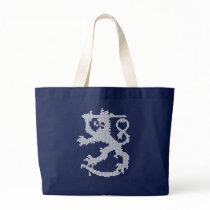 Sisu White Lion Navy Blue Jumbo Tote Bag