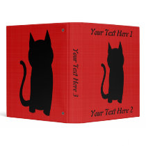 Sitting Black Cat Silhouette. Vinyl Binders