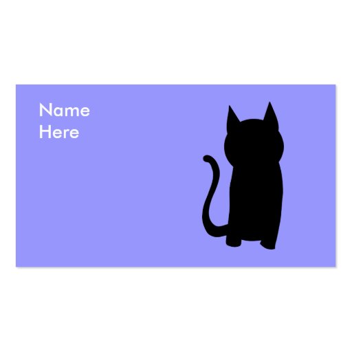 Sitting Black Cat Silhouette. Business Card Template (front side)