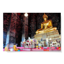 Sitting Buddha with praying monks Print