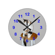 Sitting Calico Wall Clock