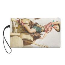 Sitting Pretty Western Pin Up Girl ~ Retro Art Wristlet Purse