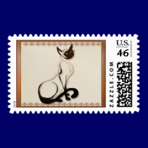 Sitting Siamese Kitty Postage stamps