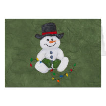 Sitting Snowman Christmas Card