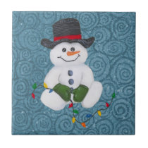 Sitting Snowman Tile tiles