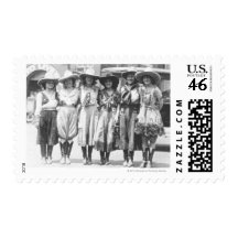 Six cowgirls at Cheyenne Frontier Days. Stamps