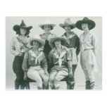 Six cowgirls in hats and sashes. post card
