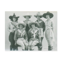 Six cowgirls in hats and sashes. post card