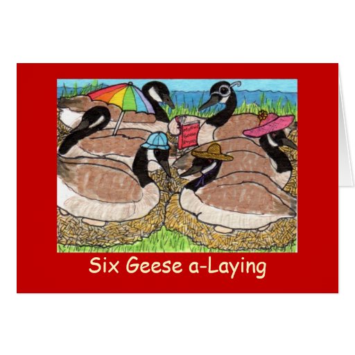 Six Geese a-Laying Card | Zazzle