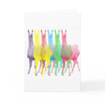 six lamas in six llama colors card