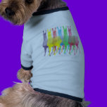 six lamas in six llama colors pet clothing