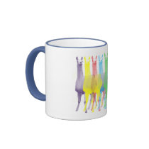 six lamas in six llama colors coffee mug