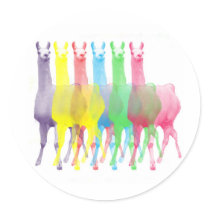 six lamas in six llama colors stickers