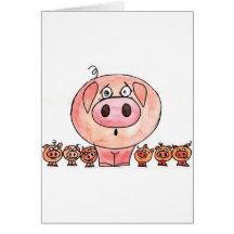 Six Little Pigs Greeting Cards