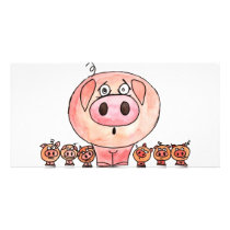 Six Little Pigs Photo Card Template