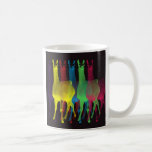 six llamas in six colors mugs