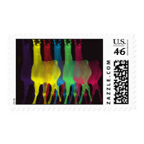 six llamas in six colors stamp