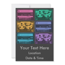 Six Old School Cassette Tapes Personalized Announcements