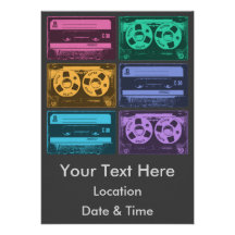 Six Old School Cassette Tapes Personalized Announcements