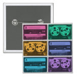 Six Old School Cassette Tapes Pinback Button