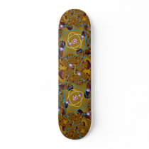 Six orbits in orange dimension skate deck
