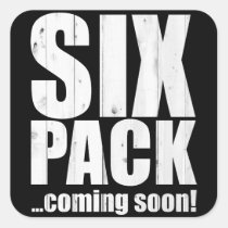 sports, funny, humor, six pack, cluboholics, slogans, motivational, bodybuilding, encouragement, weights, strength, training, gym, fun, fitness, exercise, humorous, six pack coming soon, sticker, Sticker with custom graphic design