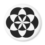 Six Petalled Flower Magnet, BW