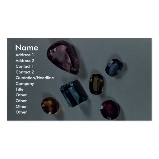 Six precious stones business card templates (front side)