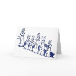 Six Rabbits Sit Up and Clap Their Paws Greeting Cards