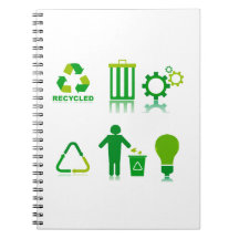 six recycling designs on one.png spiral notebooks