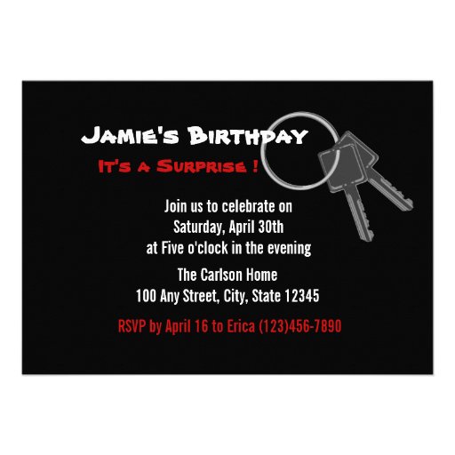 Sixteenth Birthday/ Car Keys Custom Announcements