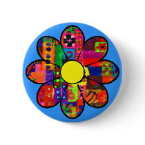 Sixties Flower Power Pinback Button