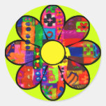 Sixties Flower Power Round Stickers