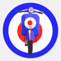 Sixties Look Scooter on Mod Target Round Stickers