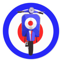 Sixties Look Scooter on Mod Target Round Stickers