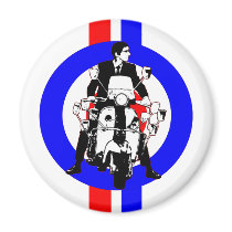 Sixties Scooter Rideron  target and stripes Fridge Magnet