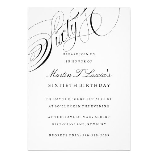 Sixty Birthday Party Invitation in Black & White