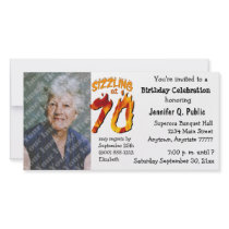 Sizzling At 70 Birthday Party Photo Invitation Custom Photo Card
