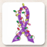 Sjogren's Syndrome Christmas Lights Ribbon Beverage Coasters