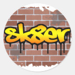 sk8er (skater) graffiti  design  round sticker
