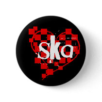 ska : checkered heart : pinback button